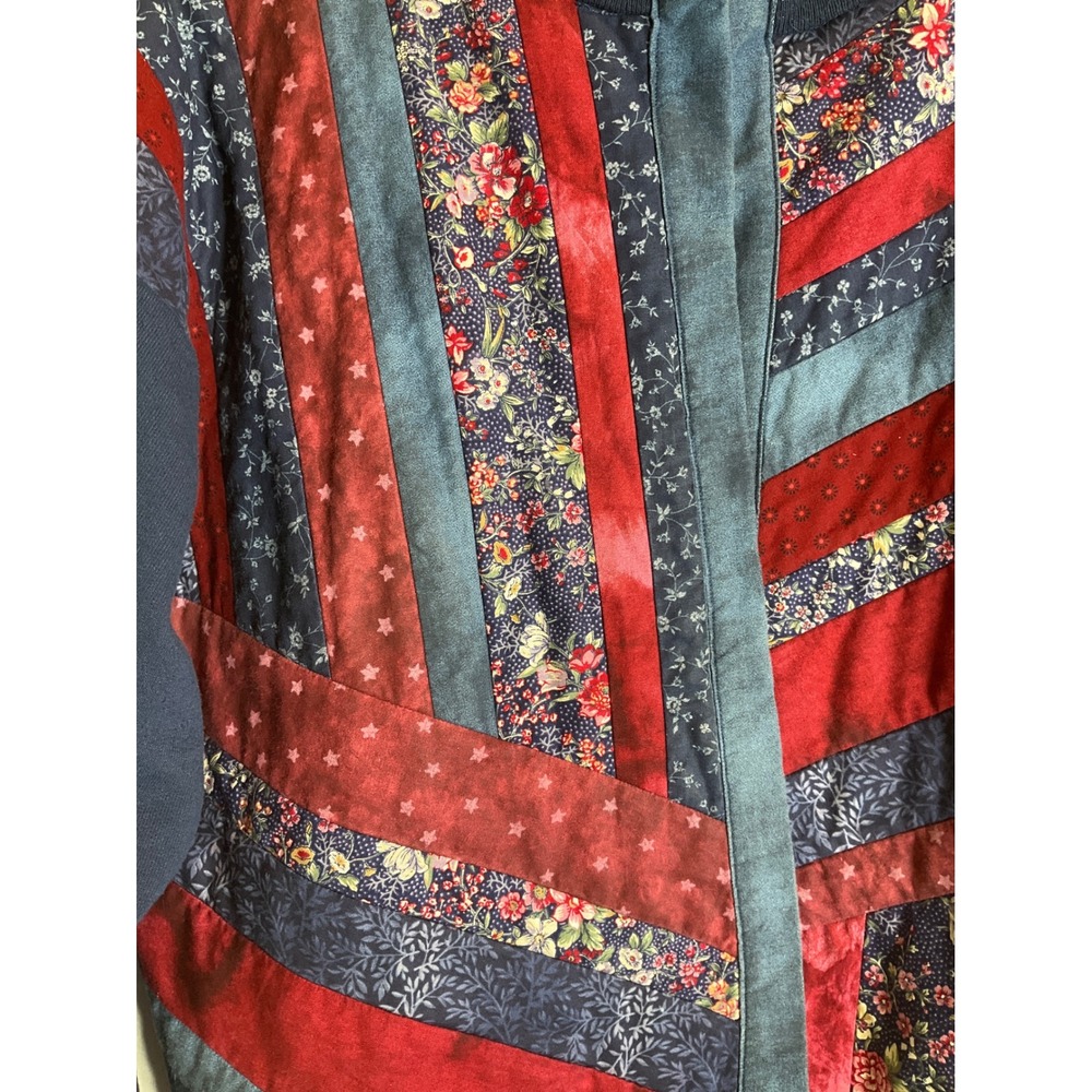 Vtg Hanes Her Way Blazer Patchwork Quilted Fleece Open Cardigan Jacket Casual XL - Picture 4 of 5
